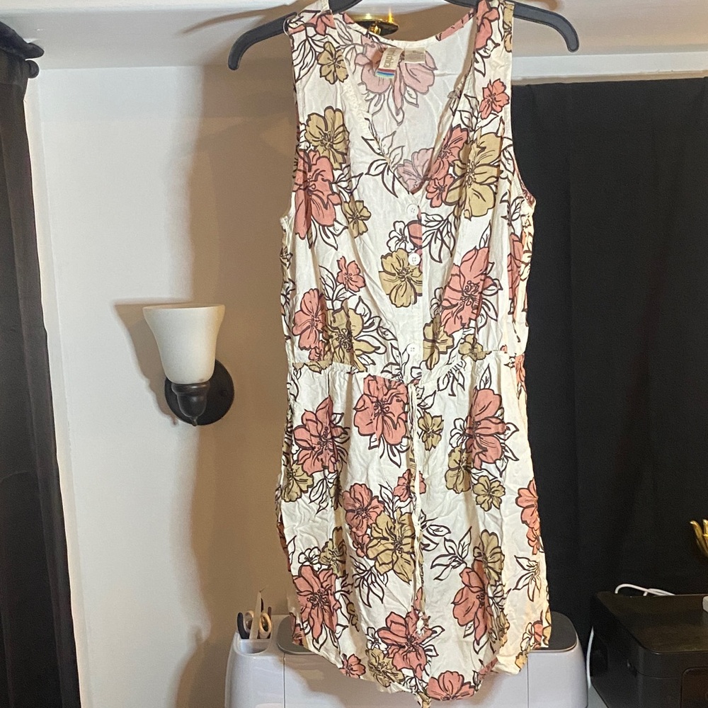 Mimi Chica Floral Mini Dress - Cream and Pink